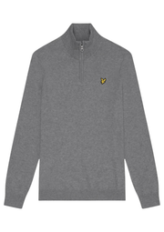 Lyle & Scott Merino 1/4 Zip Jumper in Mid Grey Marl