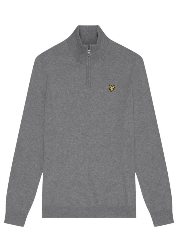 Lyle & Scott Merino 1/4 Zip Jumper in Mid Grey Marl