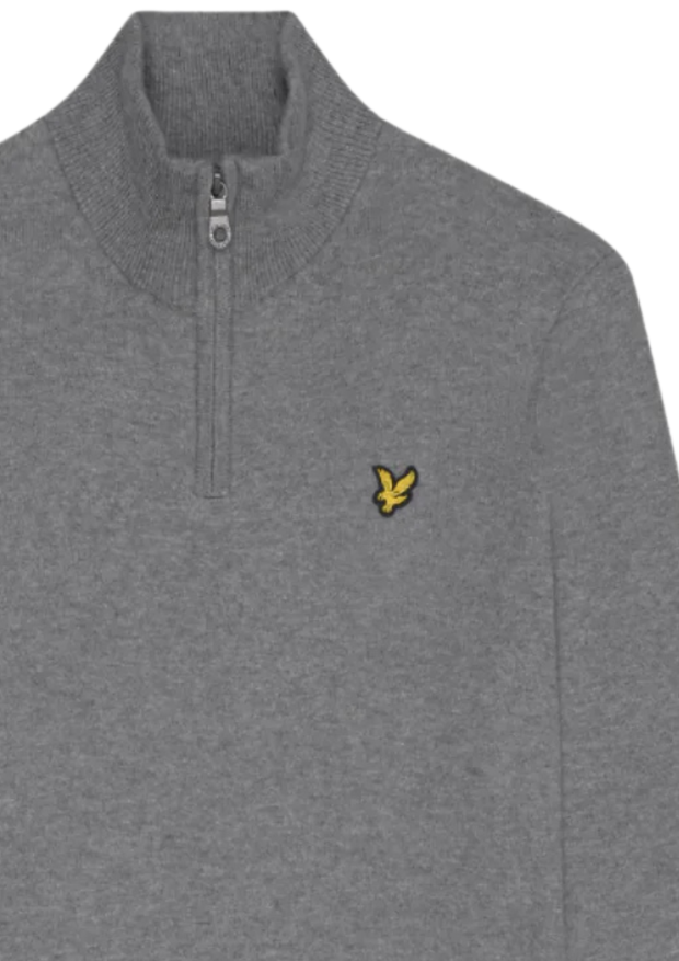 Lyle & Scott Merino 1/4 Zip Jumper in Mid Grey Marl