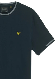 Lyle & Scott Birdseye Tipped T-Shirt in Navy / Ash Lilac