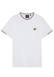 Lyle & Scott Birdseye Tipped T-Shirt in White / Jet Black