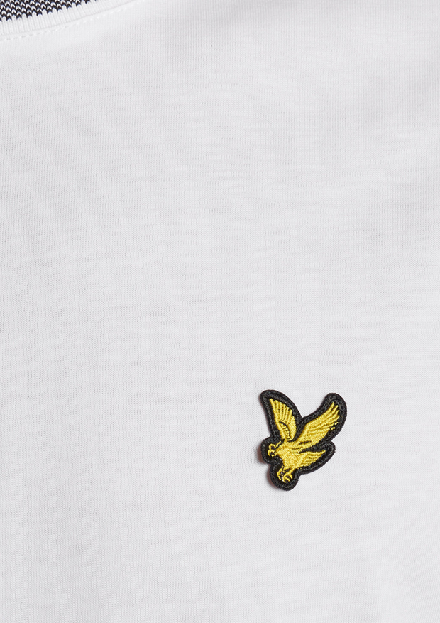 Lyle & Scott Birdseye Tipped T-Shirt in White / Jet Black