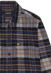 Lyle & Scott Flannel Overshirt in Dark Navy / Chalk