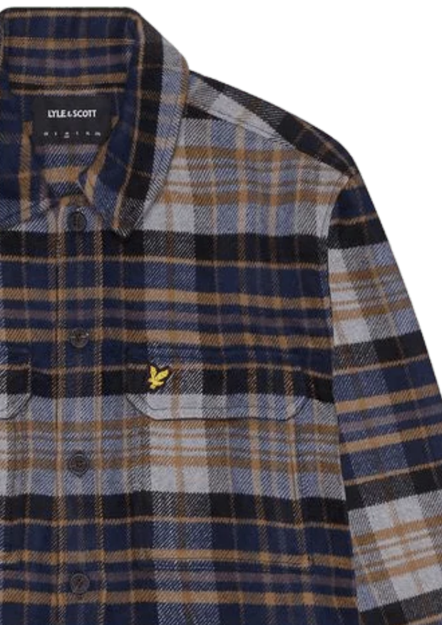 Lyle & Scott Flannel Overshirt in Dark Navy / Chalk