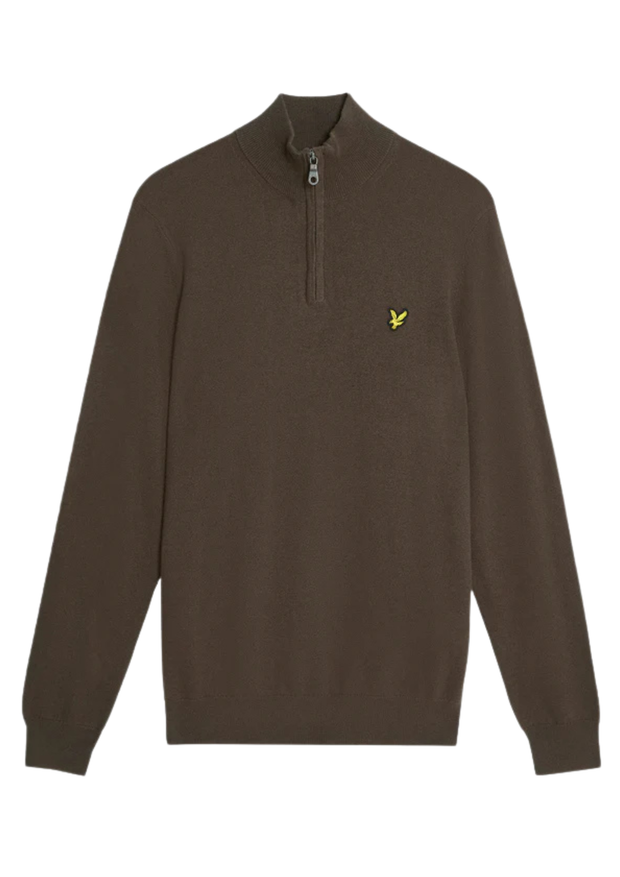 Lyle & Scott Merino 1/4 Zip Jumper in Expresso
