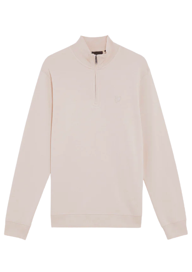 Lyle & Scott Tonal Eagle Quarter Zip Sweat in Pink Salt