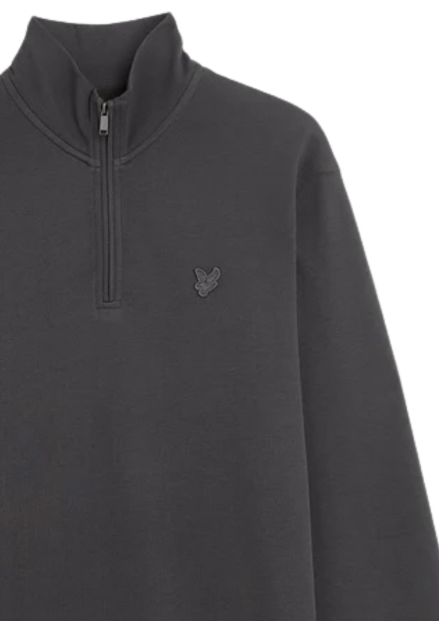 Lyle & Scott Tonal Eagle Quarter Zip Sweat in Gunmetal