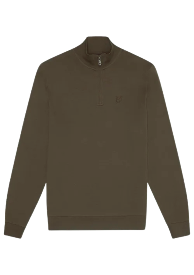 Lyle & Scott Tonal Eagle Quarter Zip Sweat in Form Green