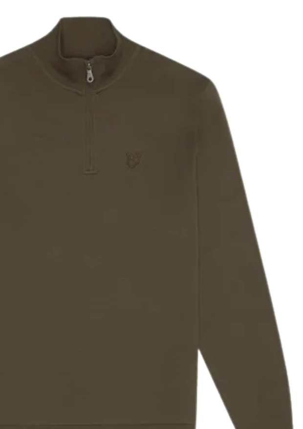 Lyle & Scott Tonal Eagle Quarter Zip Sweat in Form Green