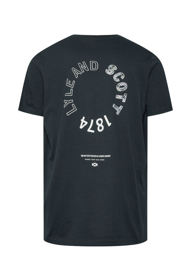 Lyle & Scott Tartan Graphic T-Shirt in Navy