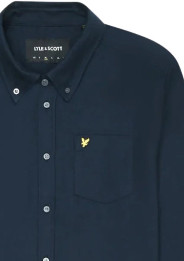 Lyle & Scott Plain Flannel Shirt in Navy