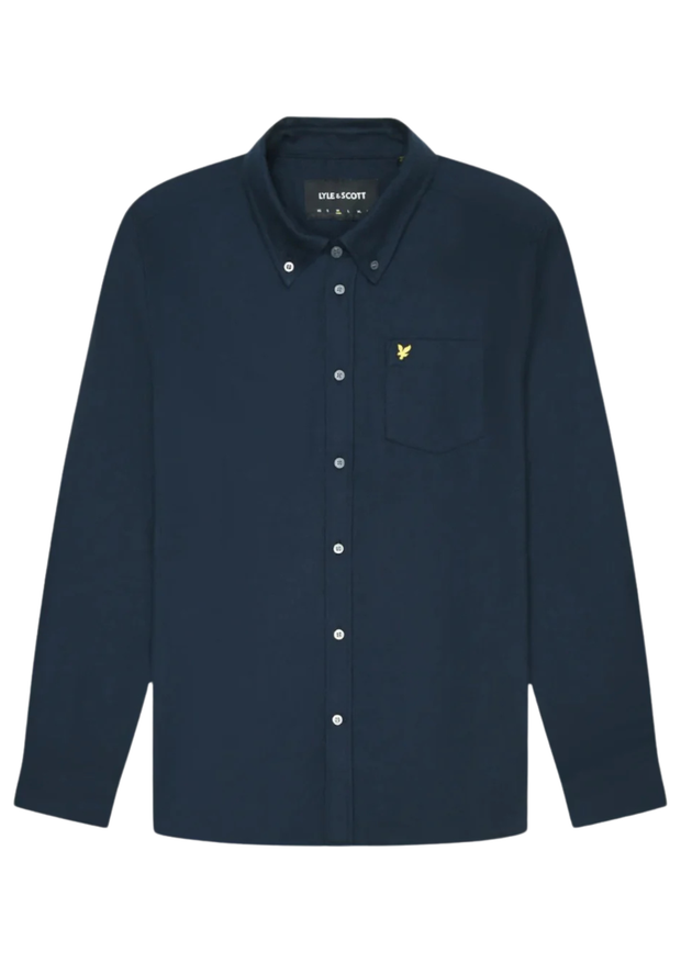 Lyle & Scott Plain Flannel Shirt in Navy