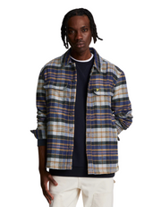 Lyle & Scott Check Flannel Shacket in Navy/Chalk