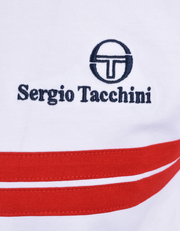 Sergio Tacchini New Supermac T-Shirt in White / Maritime Blue / Adrenaline Rush