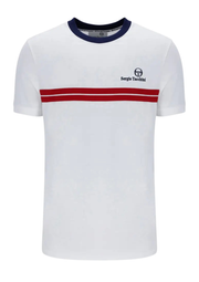 Sergio Tacchini Supermac T-Shirt in White / Maritime Blue / Adrenaline Rush