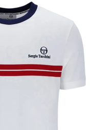 Sergio Tacchini Supermac T-Shirt in White / Maritime Blue / Adrenaline Rush