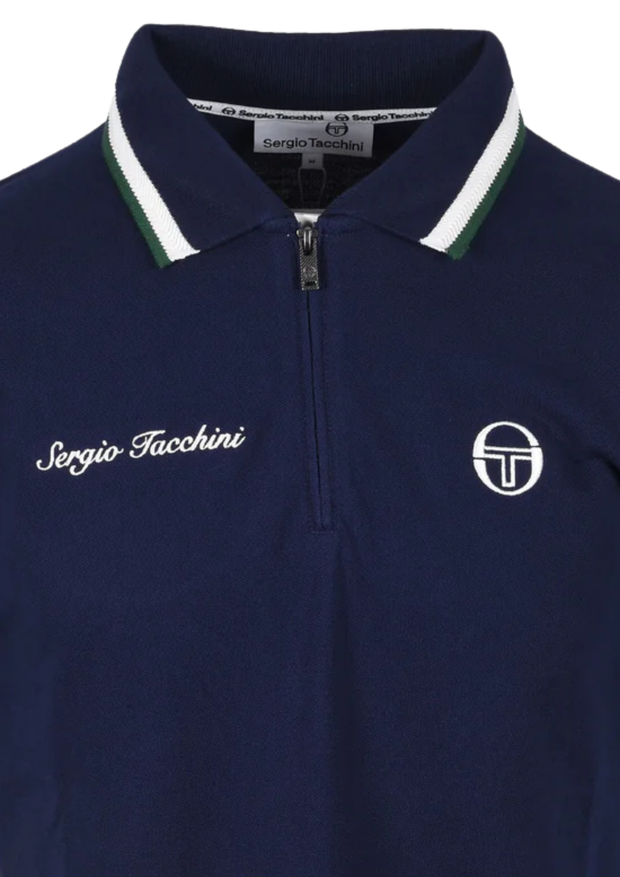 Sergio Tacchini Nanto Zip Polo in Maritime Blue