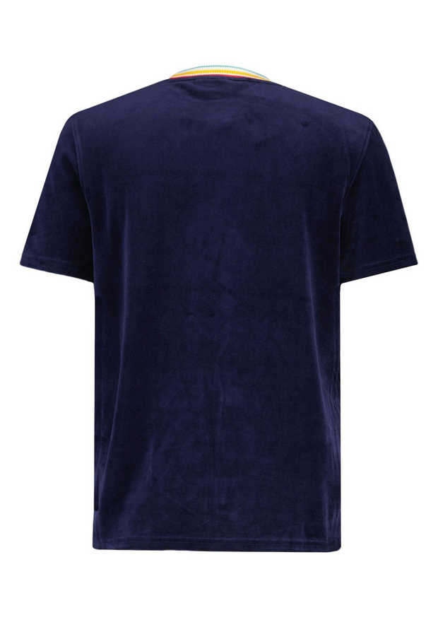 Sergio Tacchini Slice Velour T-Shirt in Maritime Blue / Gold