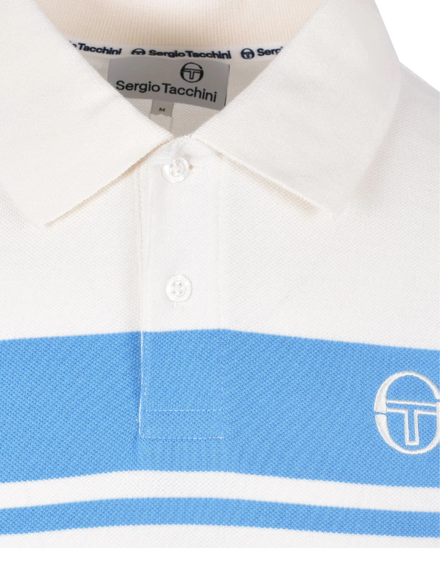 Sergio Tacchini Young Line Polo in Gardenia / Azure Blue