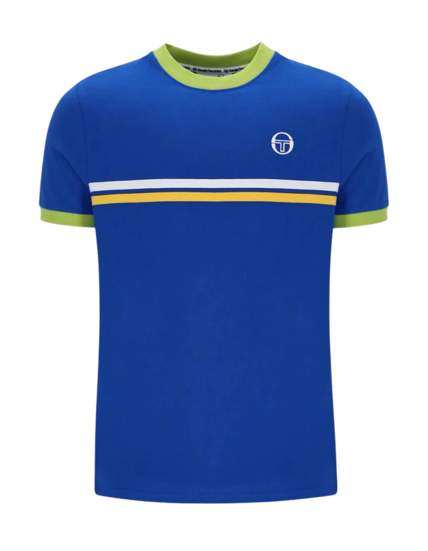 Sergio Tacchini Supermac T-Shirt in Nautical Blue / Dark Citron / Daffodill
