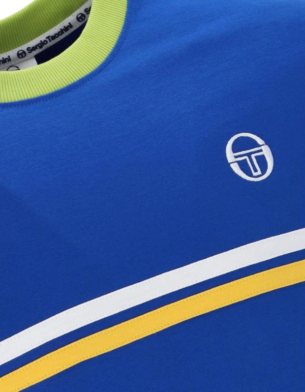 Sergio Tacchini Supermac T-Shirt in Nautical Blue / Dark Citron / Daffodill