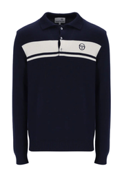 Sergio Tacchini Damarindo Knitted Polo in Maritime Blue / Gardenia