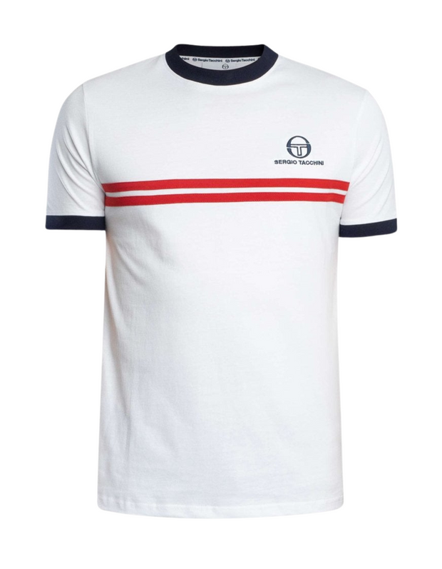 Sergio Tacchini Super MK2 T-Shirt in White / Adrenaline Rush