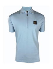 Trojan 8970 Plain Zip Polo in Powder Blue