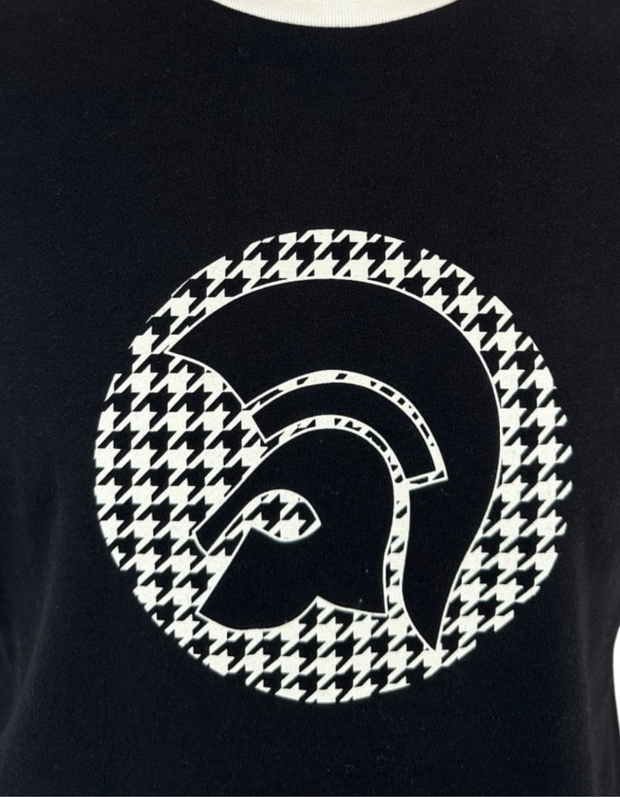 Trojan 8989 Houndstooth Helmet Logo T-Shirt in Black