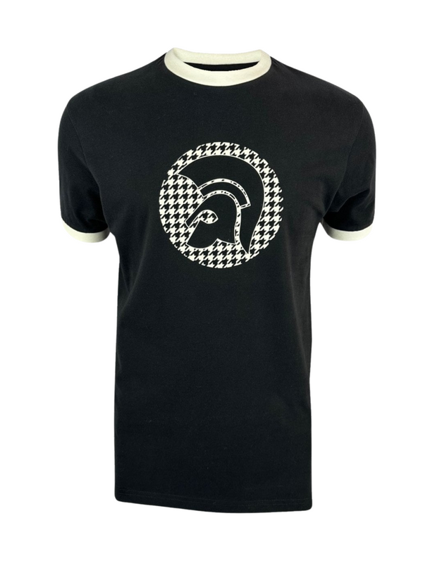 Trojan 8989 Houndstooth Helmet Logo T-Shirt in Black
