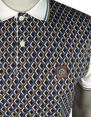 Trojan 8978 Diamond Jacquard Polo in Ecru