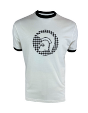 Trojan 8989 Houndstooth Logo T-Shirt in White
