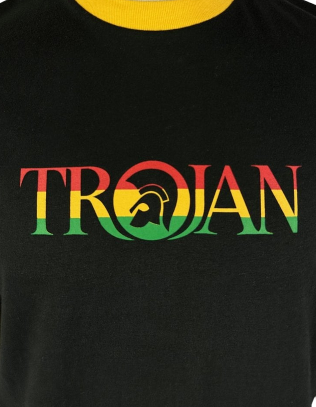 Trojan TC/1014 Ringer T-Shirt in Rasta Black