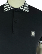 Trojan 8988 Chequerboard Trim Pique Polo in Black