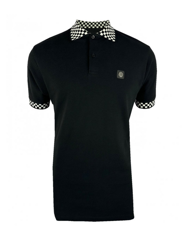 Trojan 8988 Chequerboard Trim Pique Polo in Black