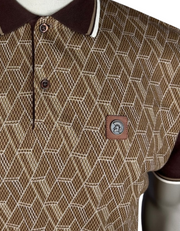 Trojan 8975 Chequerboard Diamond Polo in Chocolate