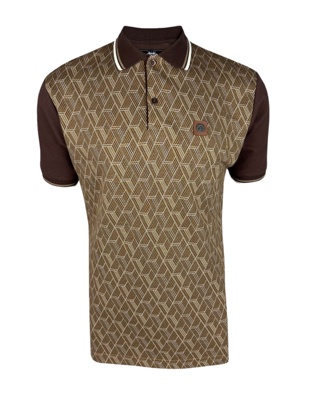 Trojan 8975 Chequerboard Diamond Polo in Chocolate