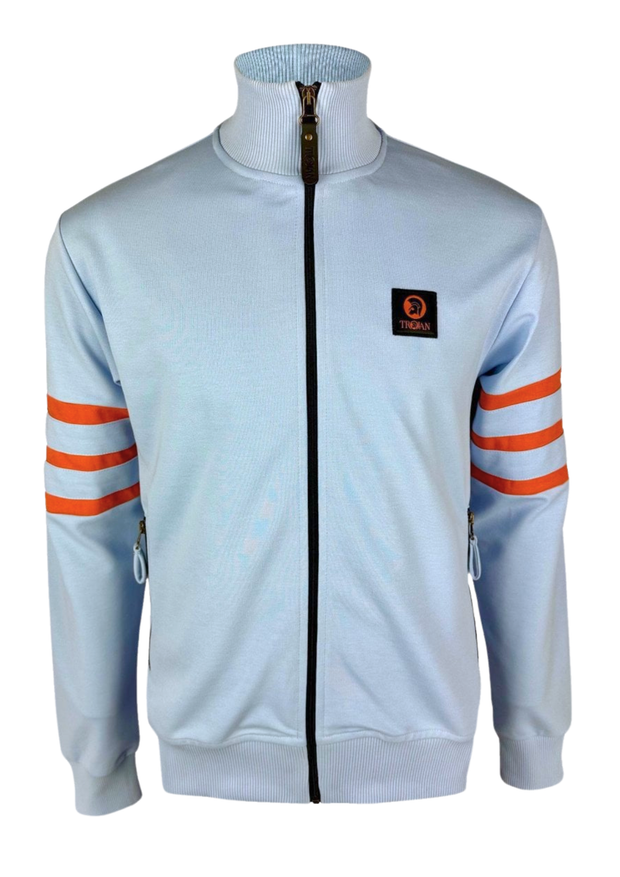Trojan Stripe Sleeve Track Top in Powder Blue