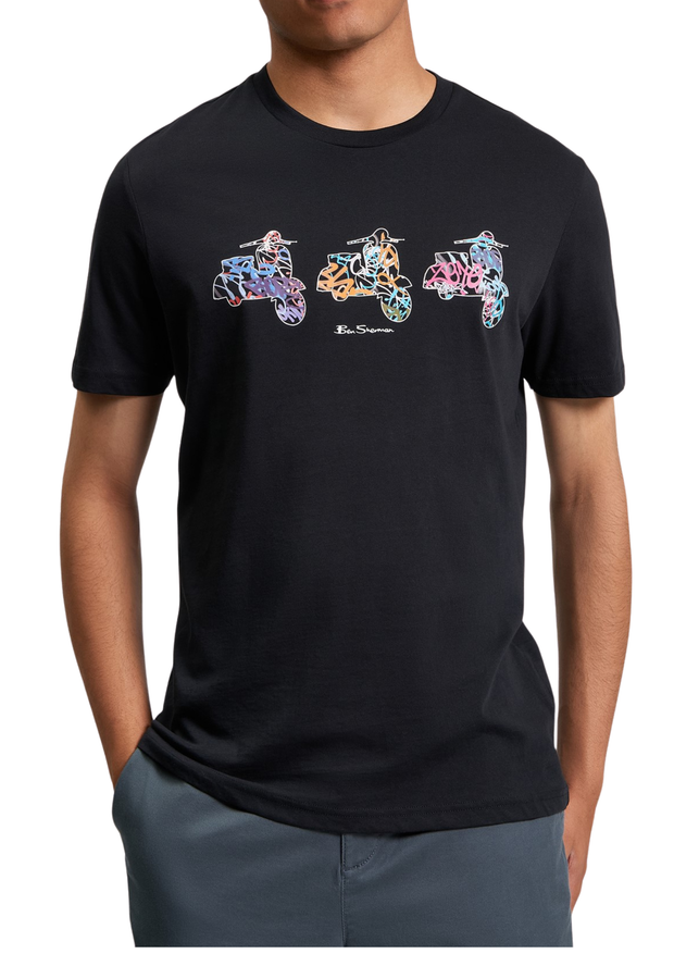 Ben Sherman Scooter Spray T-Shirt in Black