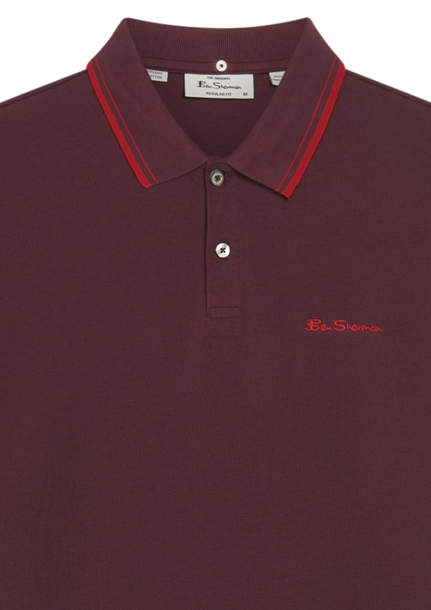 Ben Sherman Signature Pique Polo in Dark Wine