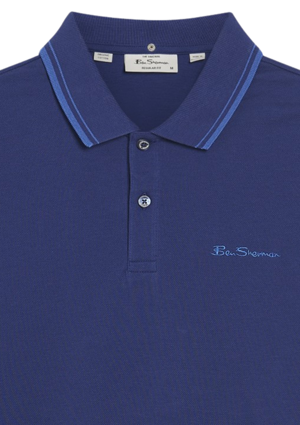 Ben Sherman Signature Pique Polo in Persian Blue