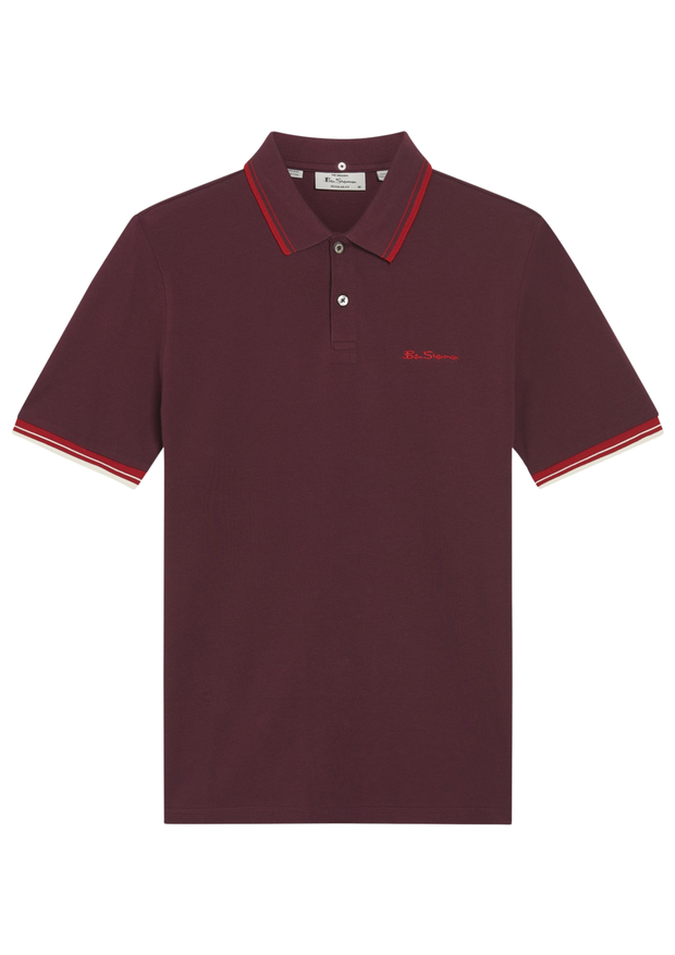 Ben Sherman Signature Pique Polo in Dark Wine