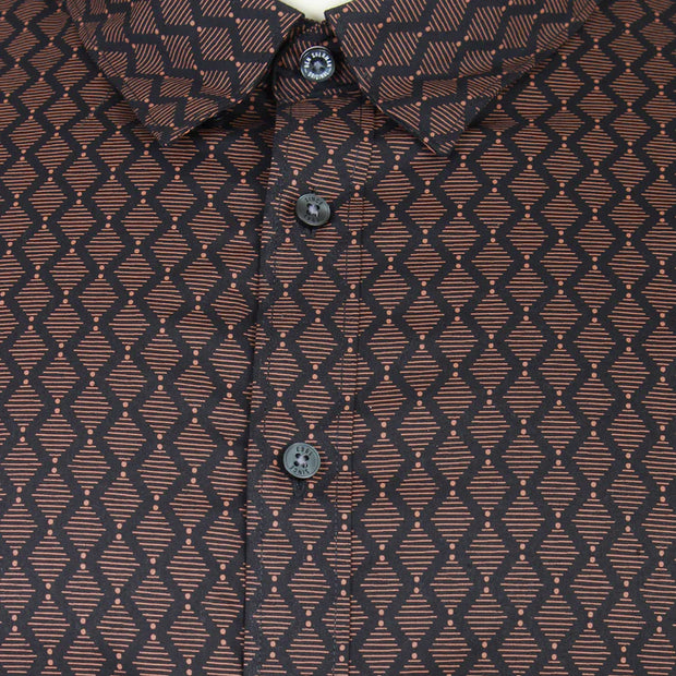 Ben Sherman Geo Print Long Sleeve Shirt in Black