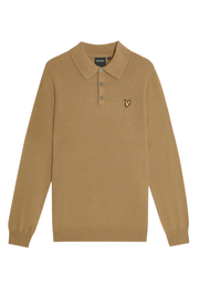 Lyle & Scott Merino Knitted Polo in Tigers Eye