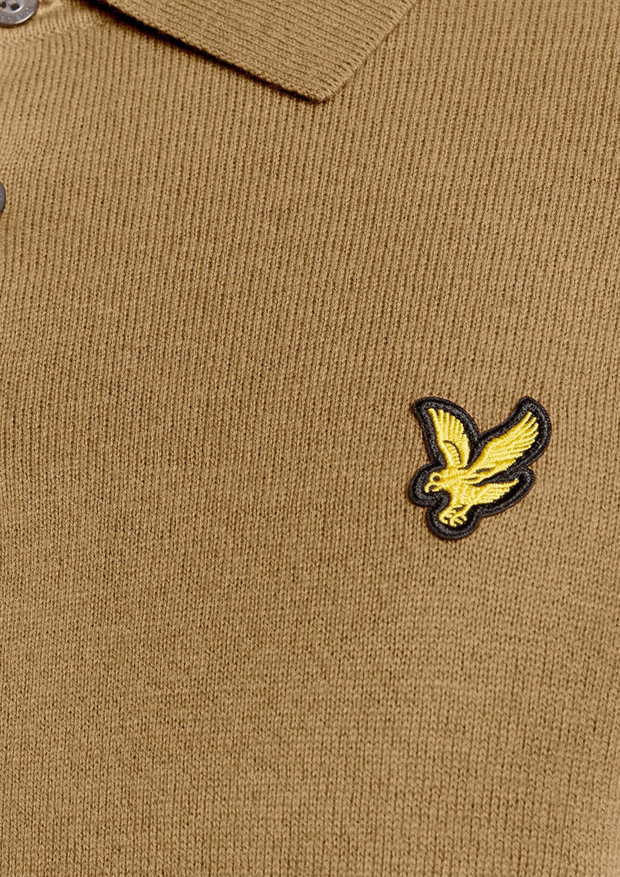 Lyle & Scott Merino Knitted Polo in Tigers Eye