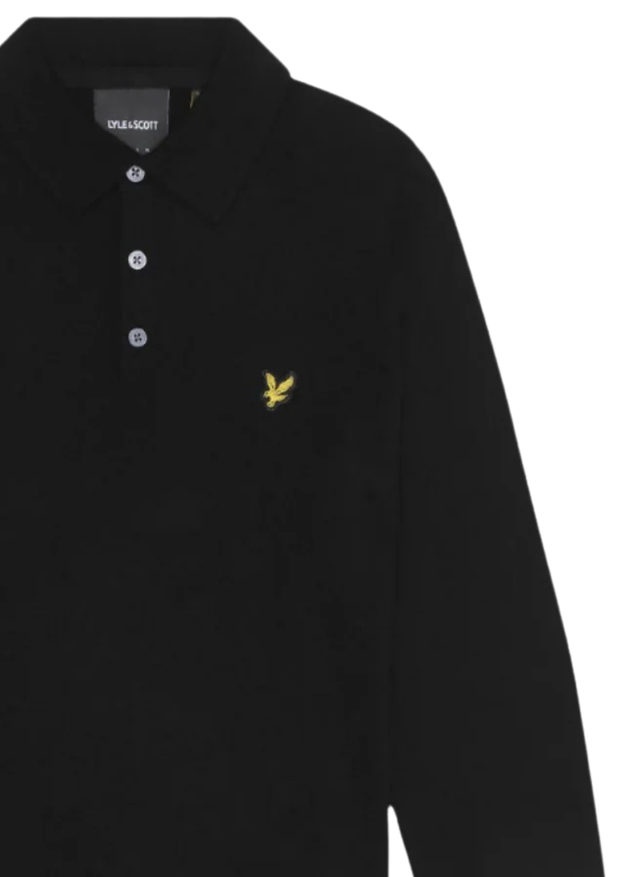 Lyle & Scott Merino Knitted Polo in Jet Black