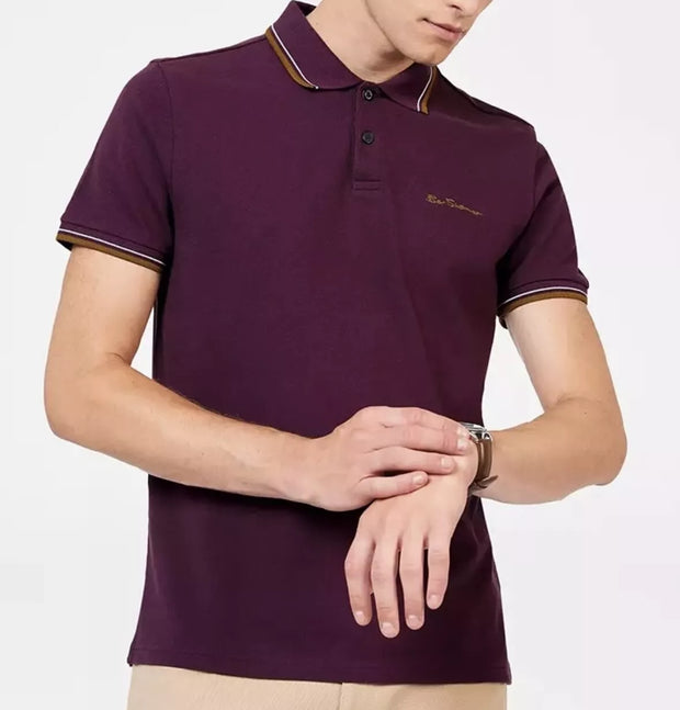 Ben Sherman Contrast Collar Polo in 560 Plum