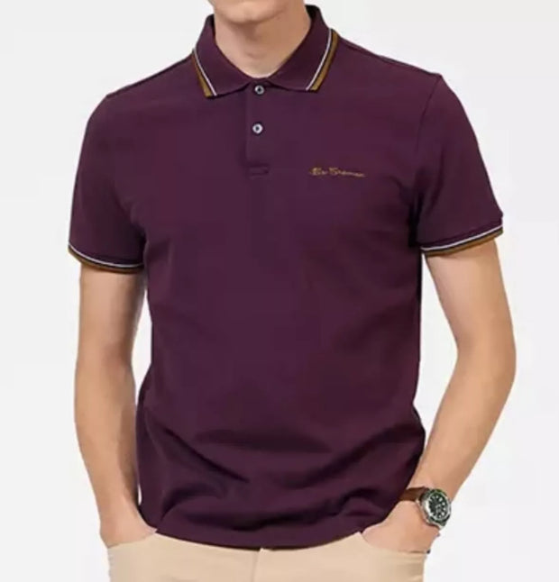 Ben Sherman Contrast Collar Polo in 560 Plum