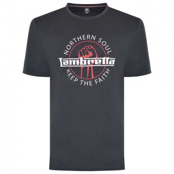 Lambretta Northern Soul Short Sleeve Tee. Graphite