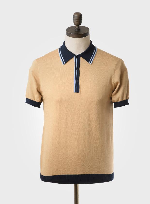 Art Gallery Knitted Polo Shirt. Style: Kingston. Cappuccino